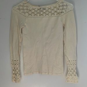 Bebe long sleeve top with crotchet neckline